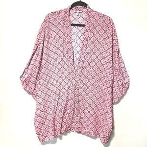 Victoria's Secret Open Front Kimono Robe Boho Beach Cover-up Geometric Print M/L